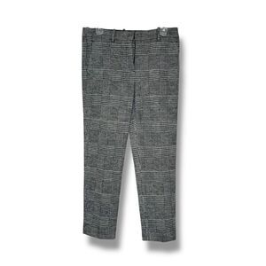 Theory Treeca Check Knit Black Plaid Wool-Blend Cropped Pants Women’s Size 4